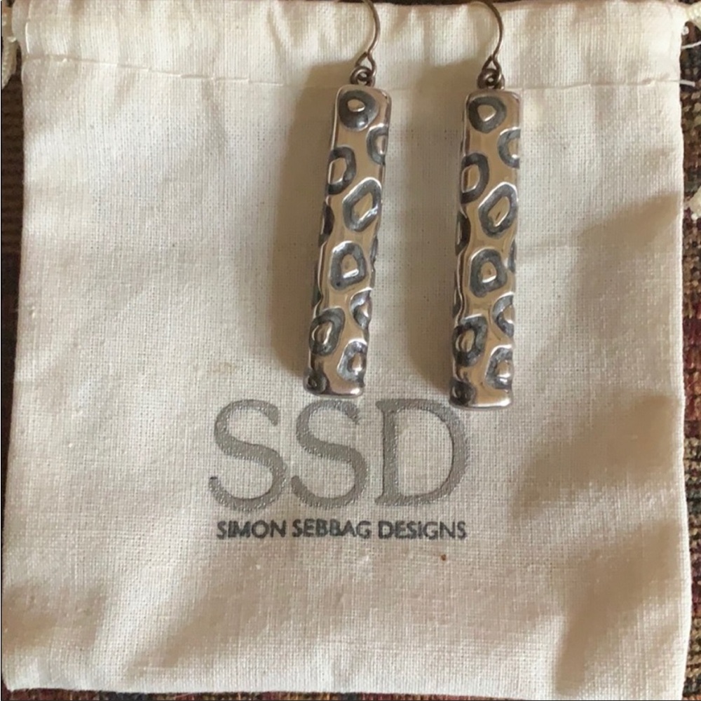 SIMON SEABBAG Sterling Silver Cheetah Print Earrings-NWOT